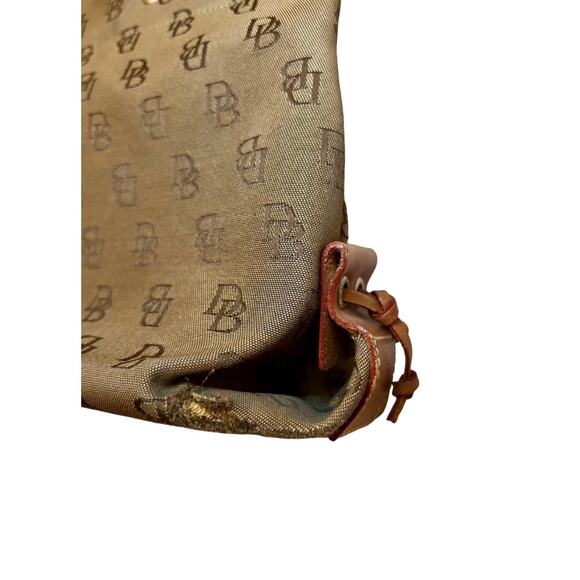 Dooney & Bourke Bag Small Tulip Tassel Taupe and Brown Canvas Leather Tote - Picture 4 of 7